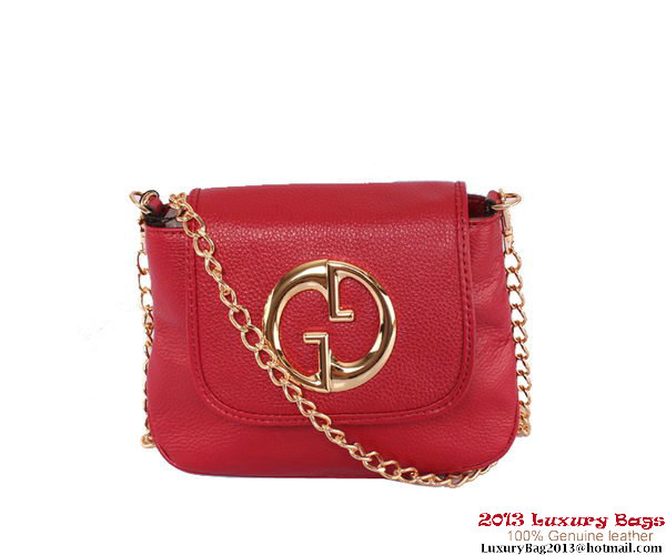 Gucci 1973 251821 Burgundy Leather Chain Shoulder Bag