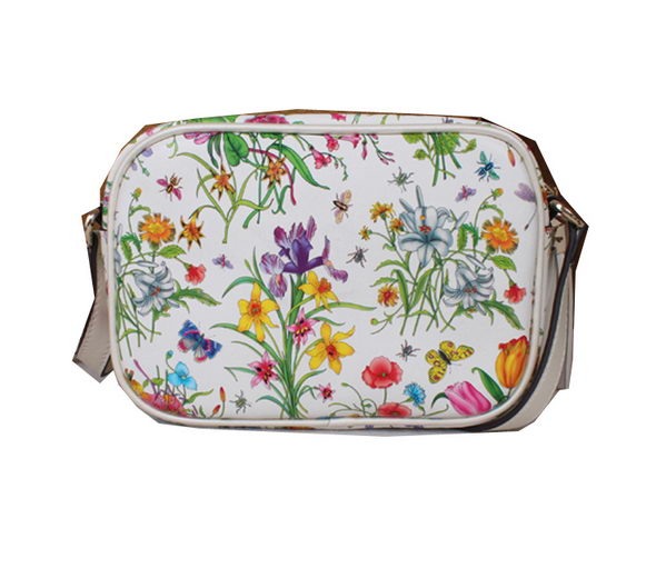 Gucci 308364 White Flora Leather Soho Disco Bag