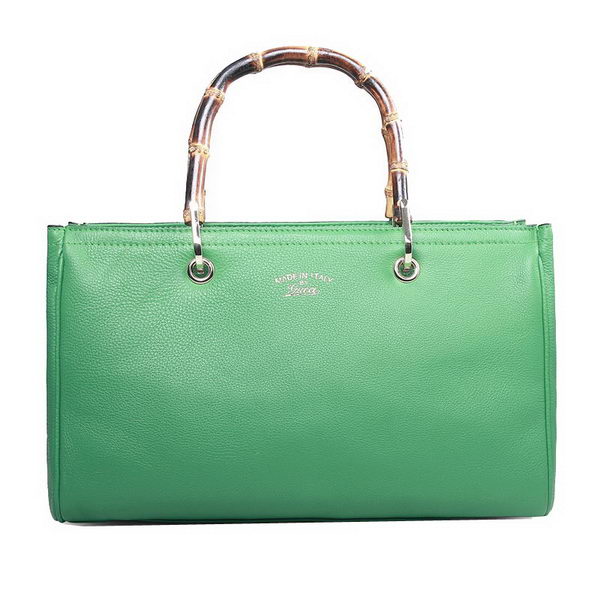 Gucci 323660 Light Green Bamboo Shopper Calf Leather Tote Bag