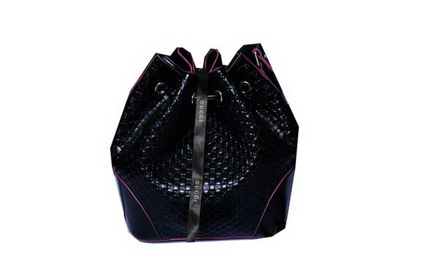 Gucci 354228 Black Guccissima Leather Bucket Bag