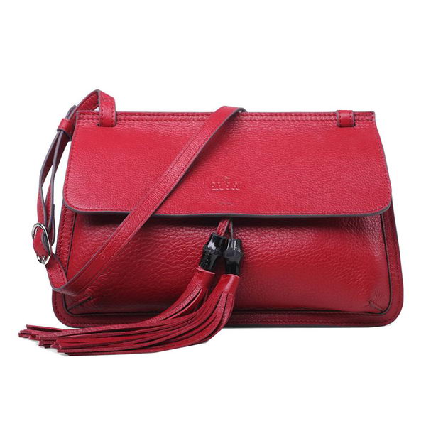 Gucci Bamboo Daily Leather Flap Shoulder Bag 370826 Red