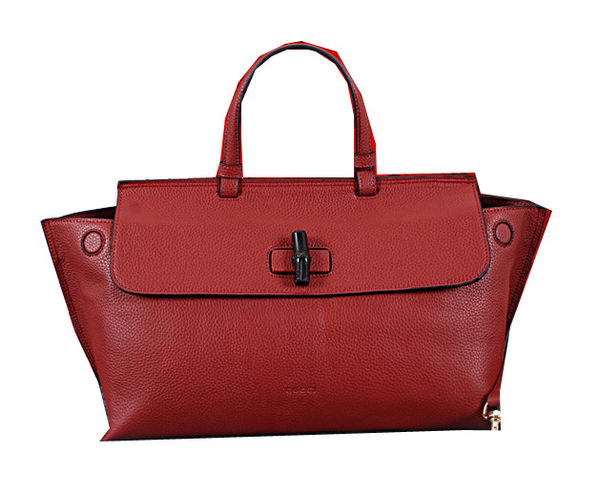Gucci Bamboo Daily Leather Top Handle Bag 370830 Burgundy
