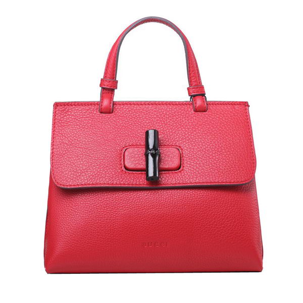 Gucci Bamboo Daily Leather Top Handle Bag 370830 Red