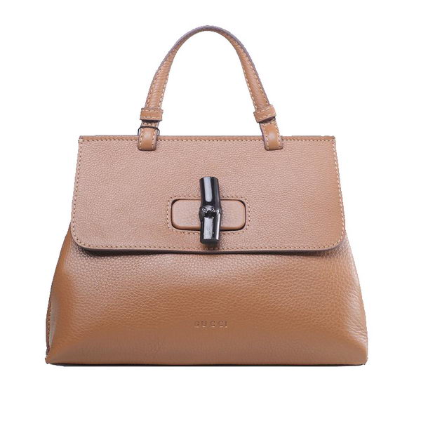 Gucci Bamboo Daily Leather Top Handle Bag 370831 Wheat