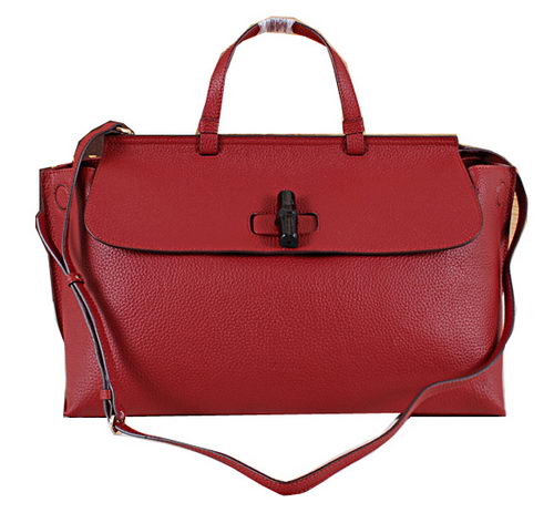 Gucci Bamboo Daily Leather Top Handle Bags 370830 Burgundy