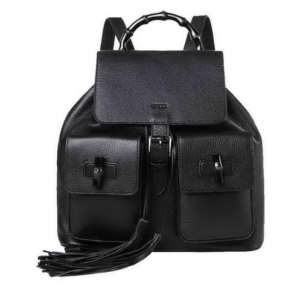 Gucci Bamboo Leather Backpack 370833 Black