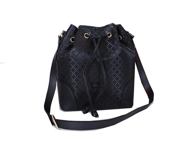 Gucci Bright Diamante Leather Bucket Bag 354228 Black