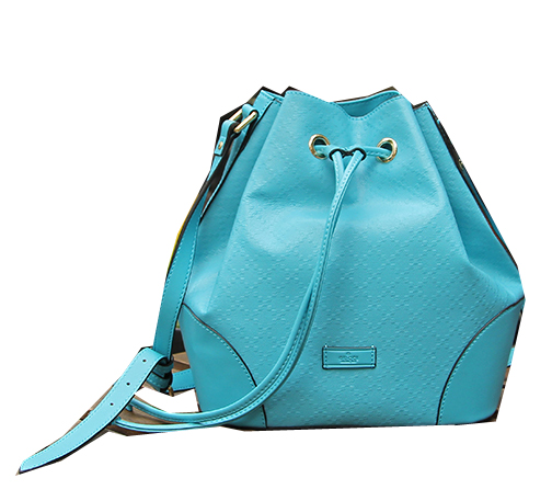 Gucci Diamante Calf Leather Bucket Bag 354228 Light Blue