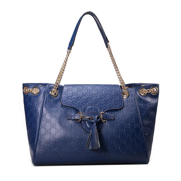 Gucci Emily Guccissima Leather Shoulder Bag 336757 Blue