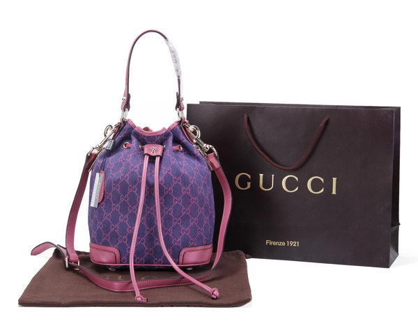 Gucci GG Drawstring Sling Shoulder Handbag 197019 Rose With Purple