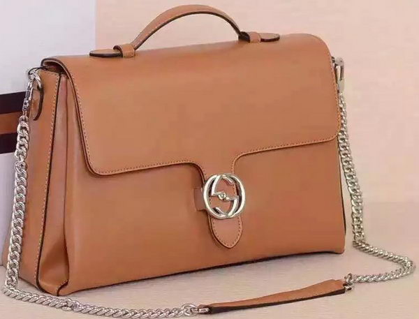Gucci Interlocking Leather Shoulder Bag 387605 Brown