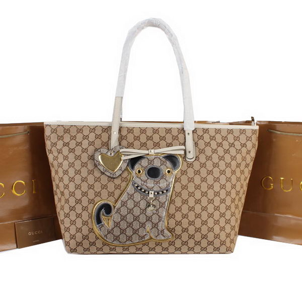 Gucci Joy Supreme Dog Canvas Shoulder Bag 212374 White