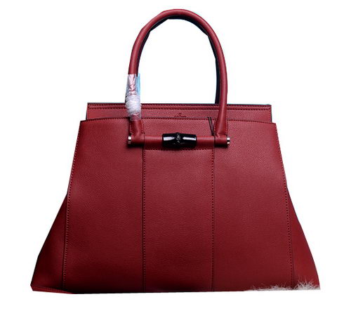 Gucci Lady Bamboo Leather Top Handle Bag 370815 Red