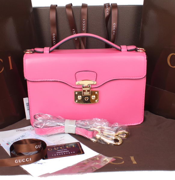 Gucci Lady Lock Calf Leather Briefcase Clutch 331823 Pink