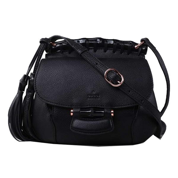 Gucci Nouveau Fringe Original Leather Shoulder Bag 347100 Black