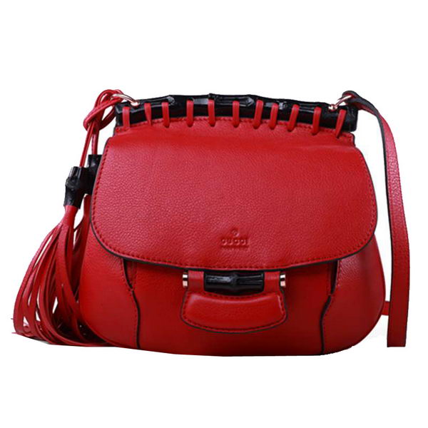 Gucci Nouveau Fringe Original Leather Shoulder Bag 347100 Red