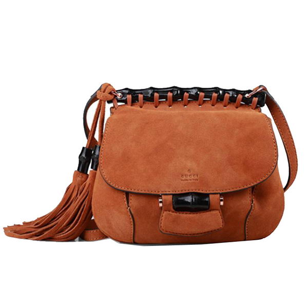 Gucci Nouveau Fringe Suede Leather Shoulder Bag 347100 Brown