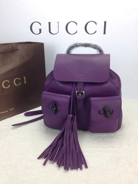 Gucci Original Bamboo Leather Backpack 370833 Purple