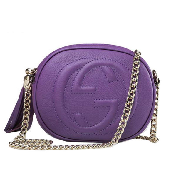 Gucci Soho Original Leather mini Chain Bag 353965 Purple