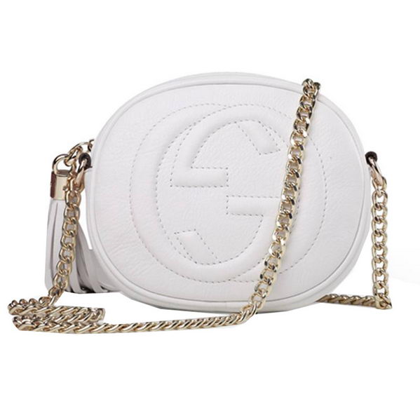 Gucci Soho Original Leather mini Chain Bag 353965 White