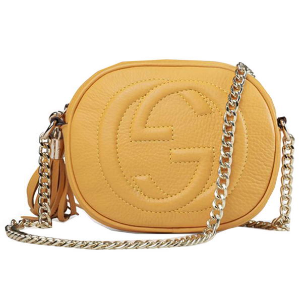 Gucci Soho Original Leather mini Chain Bag 353965 Yellow