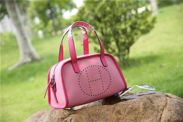 Hermes Boston Bag Grainy Leather H9898 Pink