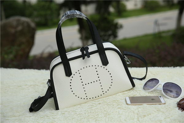 Hermes Boston Bag Grainy Leather H9898 White