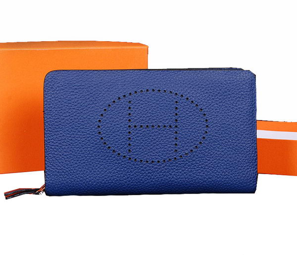 Hermes Evelyn Clutch in Grainy Leather H1013 RoyalBlue