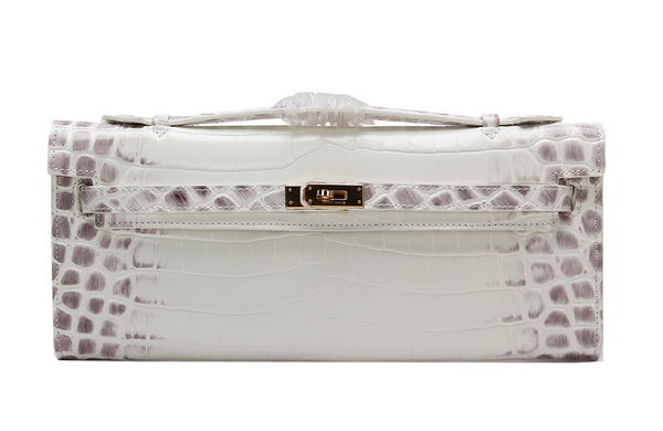 Hermes Kelly Clutch Bag Croco Leather K1002 OffWhite