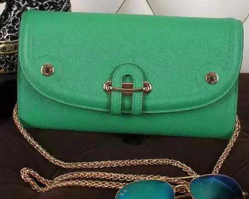 Hermes Passe-Guide Shoulder Bag Calfskin Leather H33225 Green