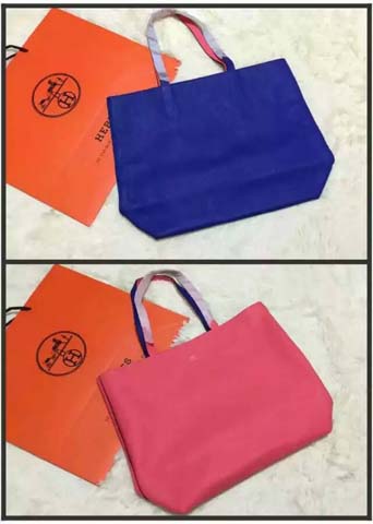 Hermes Shopper Double-Sided Bag Original Leather HS1209 Blue&Pink