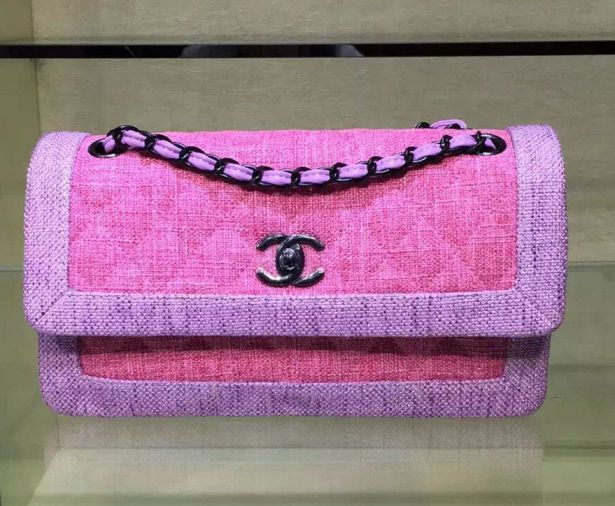 borse Chanel bicolore Tweed Flap Rosy / viola A91011 Cruise