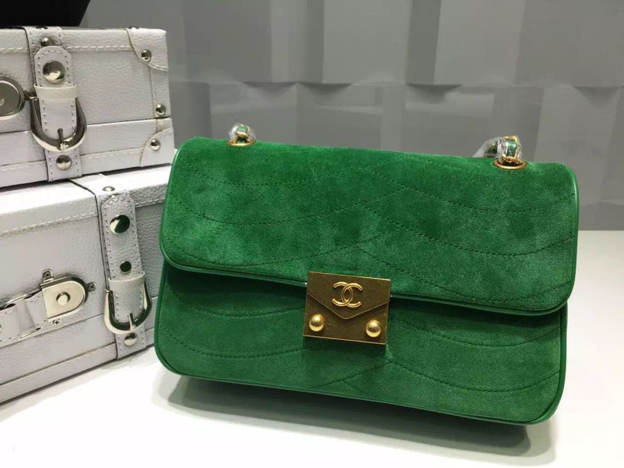 Chanel vitello scamosciato E Flap Borse agnello IN CROCIERA VERDE