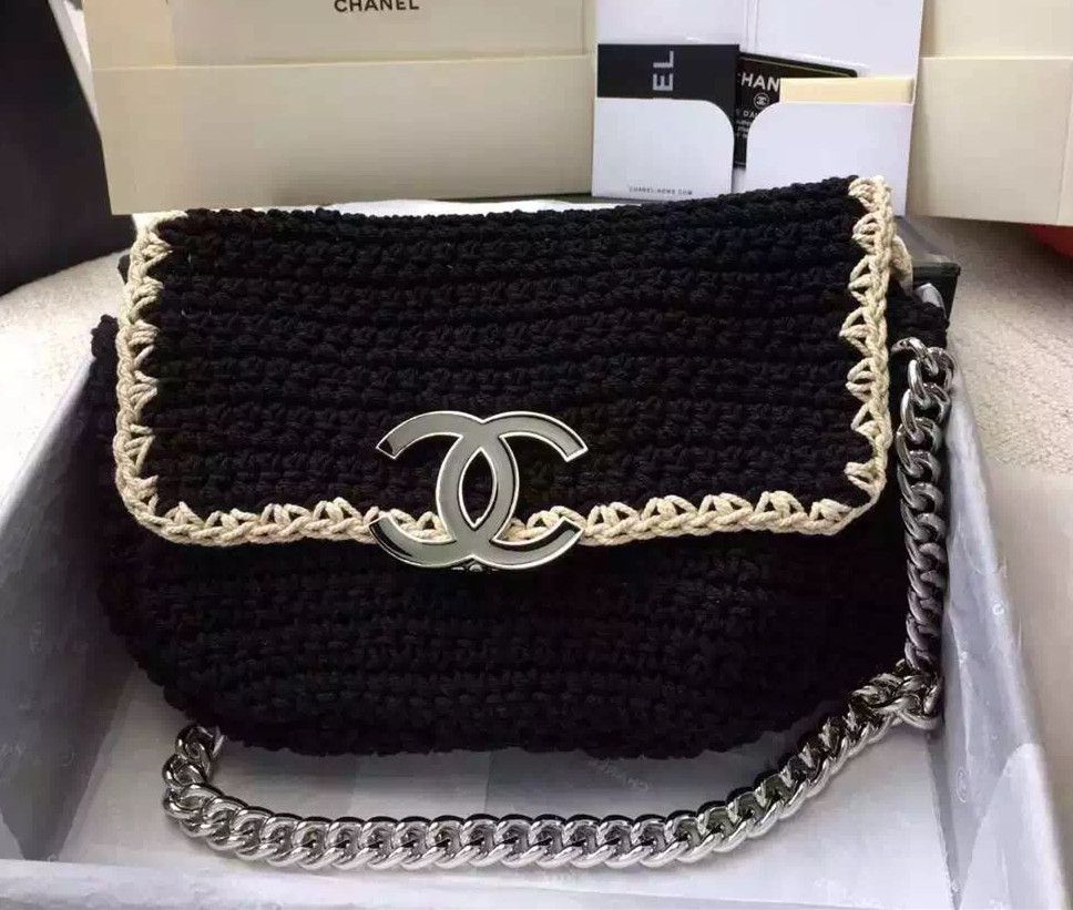 Chanel Crochet-lavoro Flap Borse Nero