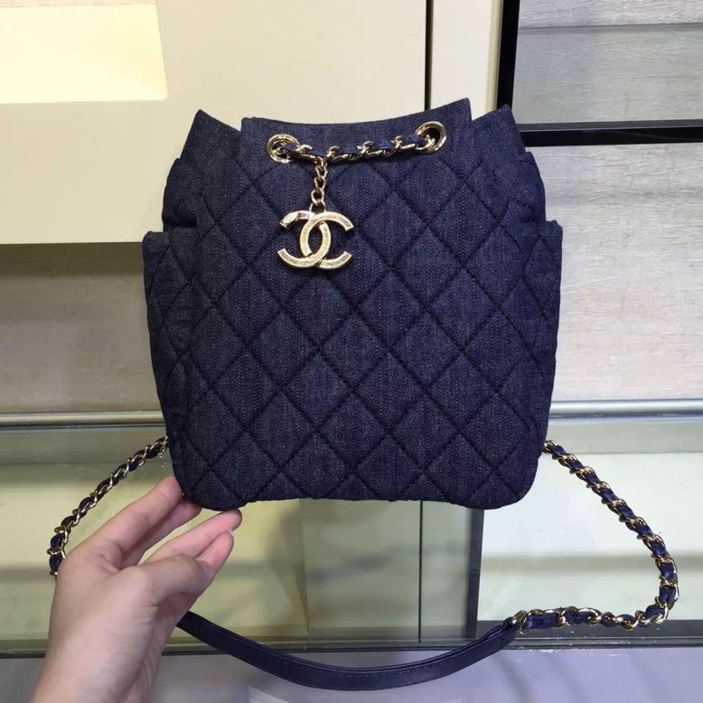 Chanel denim lavato borse coulisse BLU SCURO