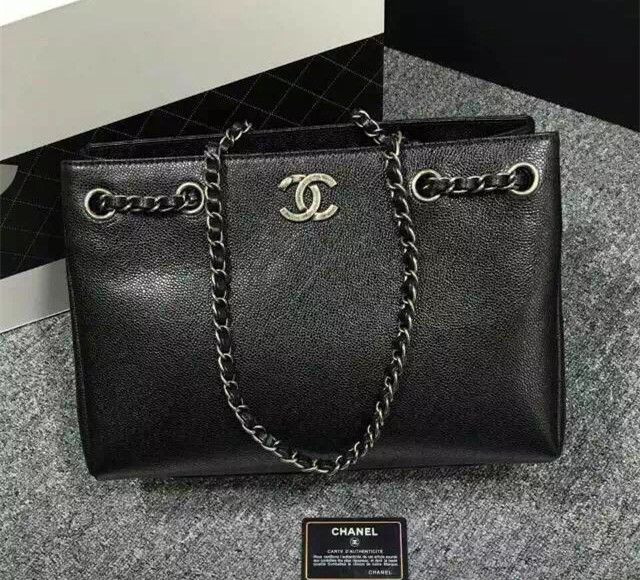 Chanel vitello borse grandi centri IN pelle di vitello nera A91097