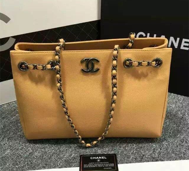 Chanel vitello borse grandi centri in beige VITELLO A91097