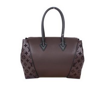 LV Monogram in pelle di vitello Borsa W PM M94337 Marrone Scuro