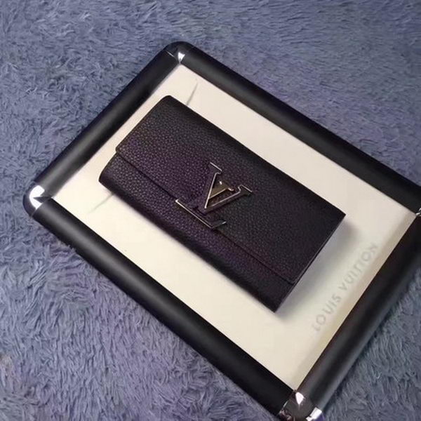 Louis Vuitton Calfskin Leather CAPUCINES WALLET M61249 Black