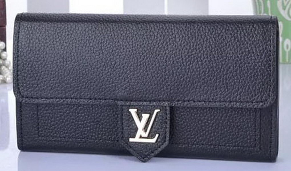 Louis Vuitton Soft Calf Leather LOCKME WALLET M60861 Black