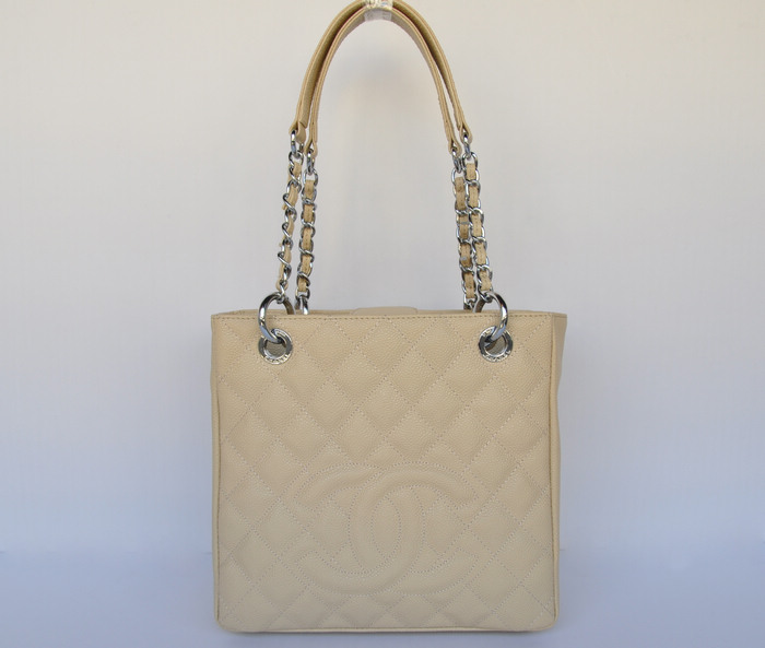 50994 Almond Chanel Caviale Pellecon Catena In Metallo Argento