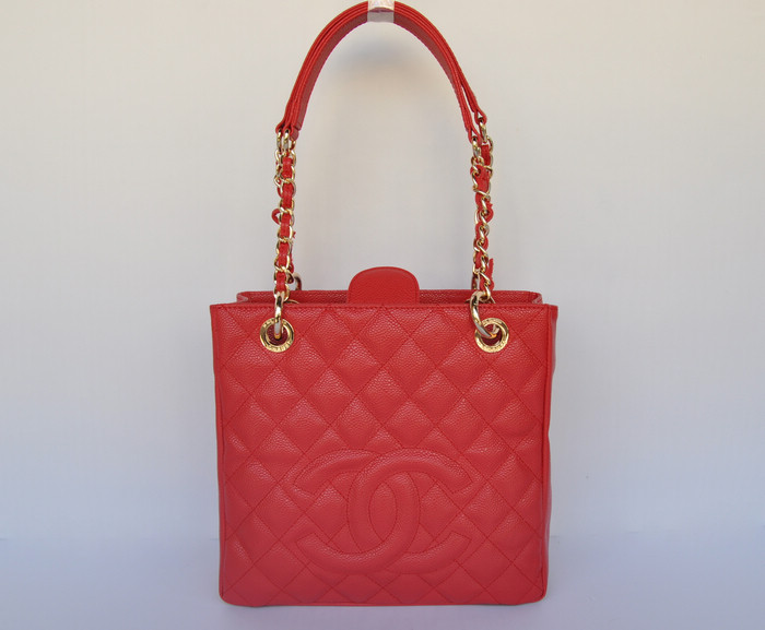 50994 Chanel Rosso Caviale Pellecon Catena In Metallo Dorato