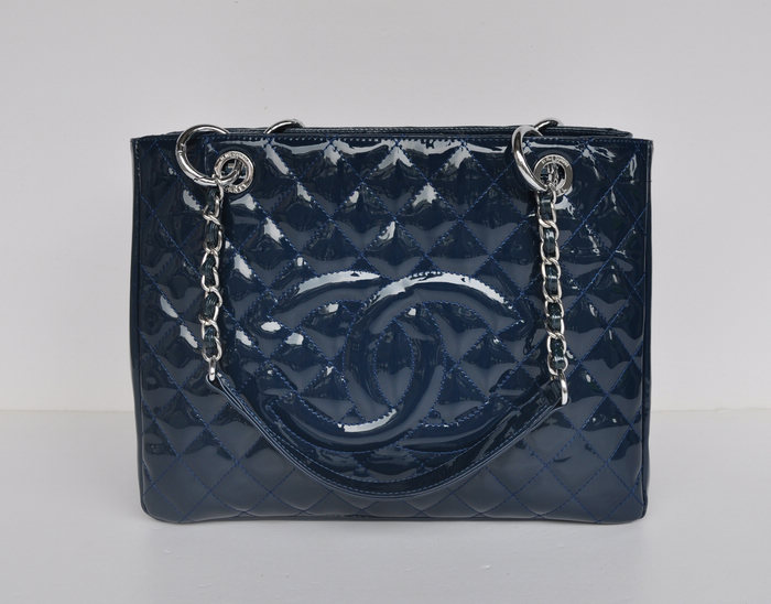 50995 Blu Brevetto Chanel Catena Di Metallo In Pelle Oro