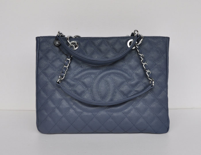 50995 Blu Chanel Caviale Catena Di Metallo Argento