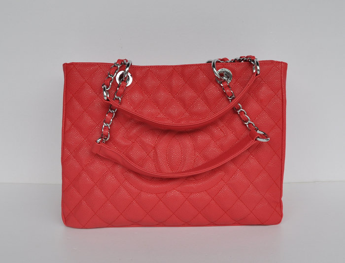 50995 Chanel Caviale Catena Di Metallo Argento Rosso