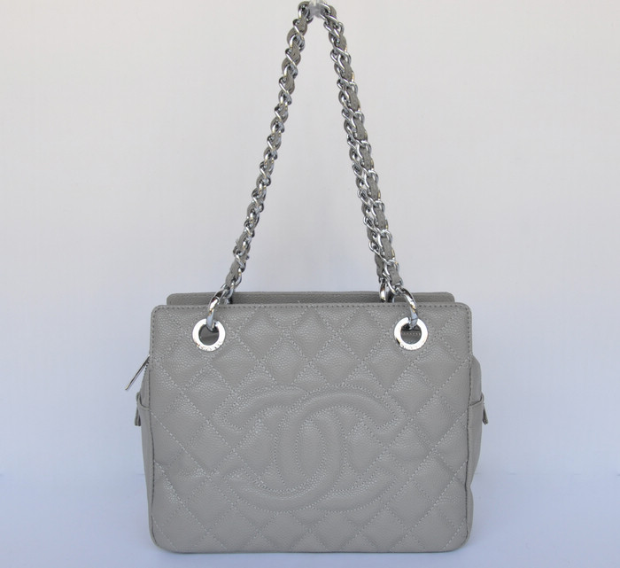 58004 Grigio Argento Catena Di Metallo Chanel Caviale Pst Tromba Shopping Bag