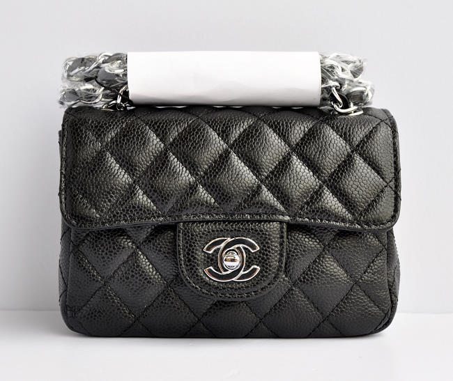 Chanel 1115 Nero Caviale Catena Argento Del Grano