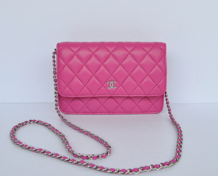 Chanel 33814 Rose Red Catena Argento Di Pelle Di Pecora