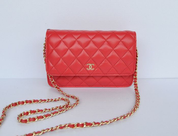 Chanel 33814 Rosso Catena Oro Di Pelle Di Pecora