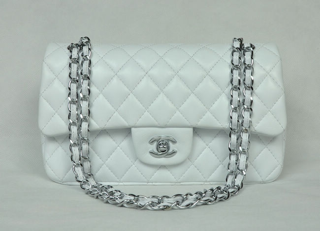 Chanel 1112 Bianco Catena Argento Della Pelle Di Pecora